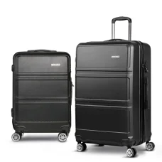 Wanderlite 2pc Luggage Trolley Set, ABS Hard Case, 20" & 28", Black, Lightweight, TSA Lock, Smooth Dual Wheels