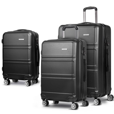 Wanderlite 3pc Luggage Trolley Set, ABS Hard Case, Black, 20"/24"/28", Lightweight, TSA Lock, 360° Wheels, Durable Wanderlite 3pc Luggage Trolley Set, ABS Hard Case, Black, 20"/24"/28", Lightweight, TSA Lock, 360° Wheels, Durable