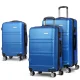 Wanderlite 3pc Luggage Trolley Set, ABS Hard Case, 20" 24" 28", Lightweight Blue, TSA Lock, 360° Spinner Wheels