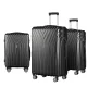 Wanderlite 3pc Luggage Trolley Set, ABS Hard Shell, 20" 24" 28", Black, Lightweight, TSA Locks, Dual Wheels