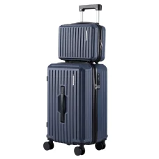 Wanderlite 2-Piece Trunk Luggage Set: 12" & 20" Navy, ABS Shell, TSA Lock, 360° Spinner Wheels, Smart Packing Features