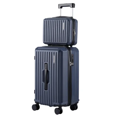 Wanderlite 2-Piece Trunk Luggage Set: 12" & 20" Navy, ABS Shell, TSA Lock, 360° Spinner Wheels, Smart Packing Features