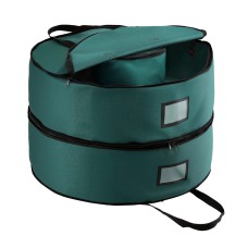 Jingle Jollys 60cm Christmas Garland Wreath Storage Bag, 2-Tier Oxford Fabric, Durable, Dustproof, Green, Organiser