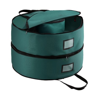 Jingle Jollys 60cm Christmas Garland Wreath Storage Bag, 2-Tier Oxford Fabric, Durable, Dustproof, Green, Organiser