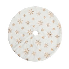 Jingle Jollys 90cm Christmas Tree Skirt with Sequin Snowflakes, Soft Polyester, Elegant Festive Decor, White