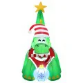 Jingle Jollys 1.86m Christmas Inflatable Dinosaur with LED Lights, 190T Polyester, Outdoor Decor, Easy Deflate
