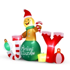 Jingle Jollys 3M Inflatable Christmas Gingerman Joy with LED Glow, Durable 190T Polyester, Easy Setup for Outdoor Magic
