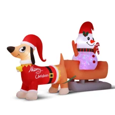 Jingle Jollys 4.2M Christmas Inflatable Snowman Dog, LED-Lit, Weather-Resistant Polyester, Fast Inflation, Outdoor Decor