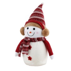 Jingle Jollys Christmas Snowman Handicraft Ornament 45cm Plush Wool & Foam Festive Red Scarf Party Decoration