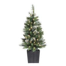 Jingle Jollys 90cm Potted Christmas Tree with Warm White LED Lights, PVC Tips, Bucket Base, Non-Toxic Material Jingle Jollys 90cm Potted Christmas Tree with Warm White LED Lights, PVC Tips, Bucket Base, Non-Toxic Material
