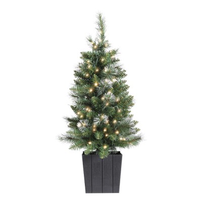 Jingle Jollys 90cm Potted Christmas Tree with Warm White LED Lights, PVC Tips, Bucket Base, Non-Toxic Material