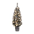 Jingle Jollys 1.2M Potted Snowy Christmas Tree with 80 Warm White LED Lights, PVC Tips, Sturdy Base, Easy Setup