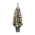 Jingle Jollys 1.2M Potted Snowy Christmas Tree with 80 Warm White LED Lights, PVC Tips, Sturdy Base, Easy Setup