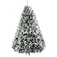 Jingle Jollys 2.4M Snow-Flocked Christmas Tree, 1500 PVC Tips, Lifelike Bushy Branches, Sturdy Metal Stand Jingle Jollys 2.4M Snow-Flocked Christmas Tree, 1500 PVC Tips, Lifelike Bushy Branches, Sturdy Metal Stand