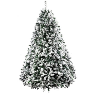Jingle Jollys 2.4M Snow-Flocked Christmas Tree, 1500 PVC Tips, Lifelike Bushy Branches, Sturdy Metal Stand Jingle Jollys 2.4M Snow-Flocked Christmas Tree, 1500 PVC Tips, Lifelike Bushy Branches, Sturdy Metal Stand