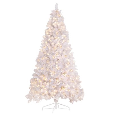 Jingle Jollys 2.1m White Christmas Tree with 500 LED Lights, 1260 PVC Tips, Metal Stand, Easy Assembly, 7FT Xmas Decor
