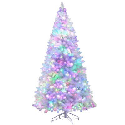 Jingle Jollys 2.1m White Christmas Tree RGB LED Lights Remote, 1310 PVC Tips, Metal Stand, Easy Assembly Jingle Jollys 2.1m White Christmas Tree RGB LED Lights Remote, 1310 PVC Tips, Metal Stand, Easy Assembly