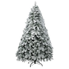 Jingle Jollys 2.4m Snow Flocked Christmas Tree 1165 PVC Tips, Lifelike Bushy Branches, Sturdy Metal Stand, Easy Setup Jingle Jollys 2.4m Snow Flocked Christmas Tree 1165 PVC Tips, Lifelike Bushy Branches, Sturdy Metal Stand, Easy Setup