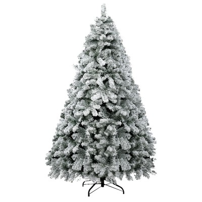 Jingle Jollys 2.4m Snow Flocked Christmas Tree 1165 PVC Tips, Lifelike Bushy Branches, Sturdy Metal Stand, Easy Setup