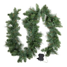 Jingle Jollys 1.8m Christmas Garland with Warm LED Lights, 130 PVC Tips, Lush Green Foliage Indoor Outdoor Decor