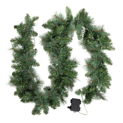 Jingle Jollys 1.8m Christmas Garland with Warm LED Lights, 130 PVC Tips, Lush Green Foliage Indoor Outdoor Decor