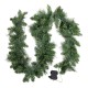 Jingle Jollys 1.8m Christmas Garland with Warm LED Lights, 130 PVC Tips, Lush Green Foliage Indoor Outdoor Decor