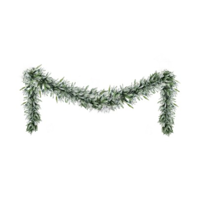 Jingle Jollys 3M Pre-lit Christmas Garland with 100 Warm LED Lights, Snow Frosted PE PVC Tips, Indoor Outdoor Decor