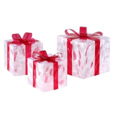 Jingle Jollys 3 Piece Christmas Gift Box Lights Set, 70 Warm White LED, Steel Frame, Indoor Outdoor, 0.5m Cable