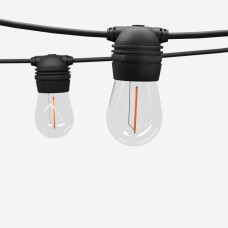 32m Solar Festoon Lights Outdoor LED String Light, 30 Warm White S14 Bulbs, 4 Modes, USB Rechargeable, Weatherproof