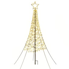 Jingle Jollys 2.1m Solar Christmas Tree with 320 Warm White LED Net Lights, Outdoor UV-Resistant, 8 Modes, Steel Frame