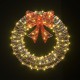 Jingle Jollys 0.6M Solar Christmas Wreath, 160 Warm White LED Lights, Weatherproof Outdoor Xmas Decoration