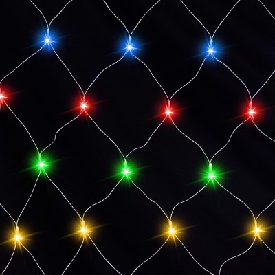 Jingle Jollys 5m x 3m Christmas Net String Lights, 600 Colourful LED Beads, Outdoor Indoor, 8 Modes, Low Voltage