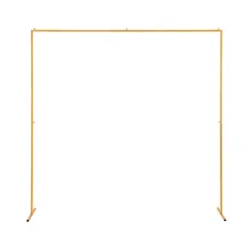 2M Gold Metal Backdrop Stand for Wedding Party, Flower Balloon Display, Easy Assembly, Stable Frame, Elegant Décor