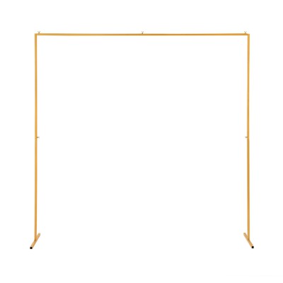 2M Gold Metal Backdrop Stand for Wedding Party, Flower Balloon Display, Easy Assembly, Stable Frame, Elegant Décor