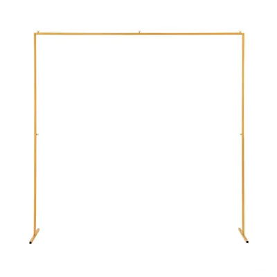 2M Gold Metal Backdrop Stand for Wedding Party, Flower Balloon Display, Easy Assembly, Stable Frame, Elegant Décor