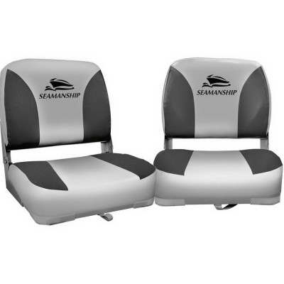 Seamanship Premium Folding Boat Seats, UV-Resistant PVC, 13cm Padding, Charcoal, Set of 2, Swivel Base, All-Weather Seamanship Premium Folding Boat Seats, UV-Resistant PVC, 13cm Padding, Charcoal, Set of 2, Swivel Base, All-Weather