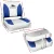 Seamanship Folding Boat Seats, Premium Plastic & UV-Resistant PVC, 13cm Padding, White/Blue, Set of 2 with Swivel Base