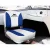 Seamanship Folding Boat Seats, Premium Plastic & UV-Resistant PVC, 13cm Padding, White/Blue, Set of 2 with Swivel Base