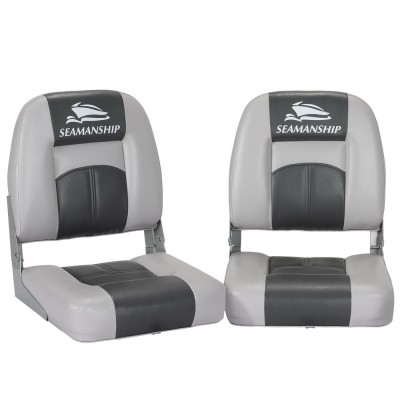 Seamanship 2X Folding Boat Seats, Premium Plastic & UV-Resistant PVC, Charcoal, 10cm Padding, Swivel Base, All-Weather Seamanship 2X Folding Boat Seats, Premium Plastic & UV-Resistant PVC, Charcoal, 10cm Padding, Swivel Base, All-Weather