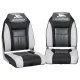 Seamanship 2X Folding Marine Boat Seats, High-Back, Grey/Black, 43x38x60cm, Swivel Base, Weatherproof & UV-Res