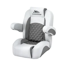 Seamanship Reclining Captain Boat Seat 90°-155°, 19cm Thick Cushion, Marine-Grade PVC, 136kg, Deep Grey, 65x65x