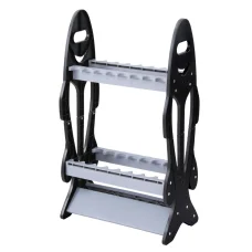 Seamanship Fishing Rod Holder, Plastic, Double-Sided, Black/Grey - 16-Rod Storage Rack for Indoor/Outdoor Use