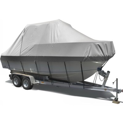 Seamanship Boat Cover, Heavy Duty 600D Polyester, 21-23ft, Grey, UV & Mildew Resistant, Trailerable with Zipper Access Seamanship Boat Cover, Heavy Duty 600D Polyester, 21-23ft, Grey, UV & Mildew Resistant, Trailerable with Zipper Access