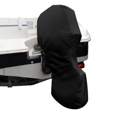 Seamanship 600D Marine Outboard Motor Cover 100-150HP, Black | UV & Water-Resistant Protection | Double Zipper Design