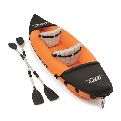Bestway Hydro Force Inflatable 2-Person Kayak with Aluminium Oars, 3.21m Durable Vinyl, Orange, Quick Inflation/Deflation
