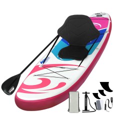 Weisshorn 11ft Inflatable Stand Up Paddle Board - Durable Drop-Stitch, Kayak Seat, 160kg Capacity, Pink, Blue & White