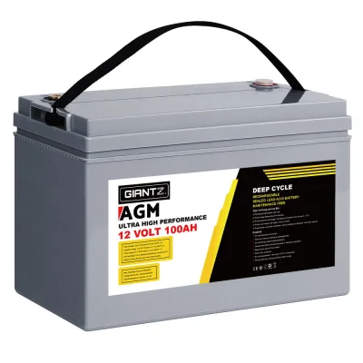 Giantz AGM Deep Cycle Battery 12V 100Ah Portable Box, Maintenance-Free, Spill-Proof for Caravan, Camping, Marine Use