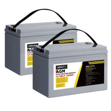 Giantz 12V 120Ah AGM Deep Cycle Battery 2 Pack, Portable, Maintenance-Free, Caravan Camping, 1400 Cycles, ABS Case