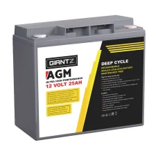 Giantz AGM Deep Cycle Battery 12V 25Ah Portable Power Box, Maintenance-Free, 1400 Cycles, for Caravan Camping