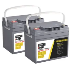 Giantz AGM Deep Cycle Battery 12V 50Ah x2 Pack, Portable, Maintenance-Free, Long Life for Caravan, Camping, Solar Use